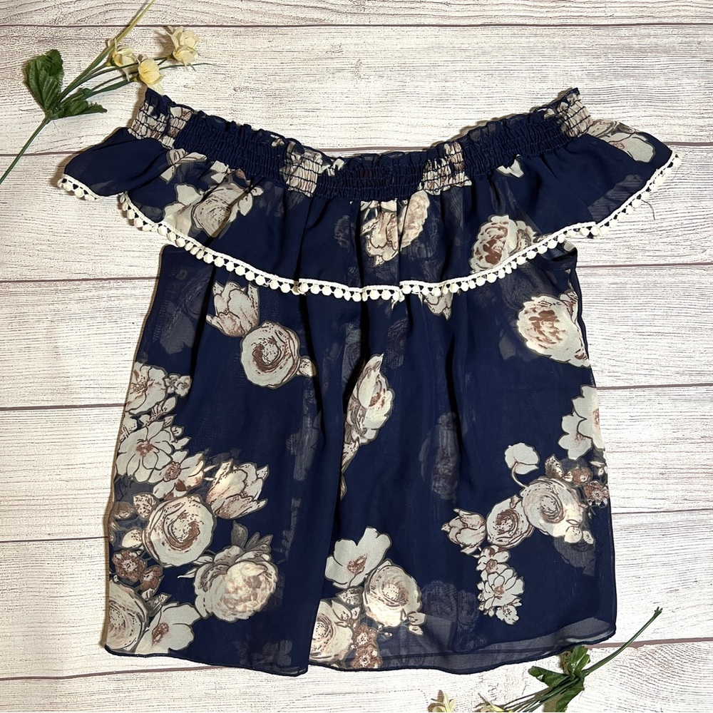 Vivace Floral Ruffle Off The Shoulder Top - Picture 6 of 13